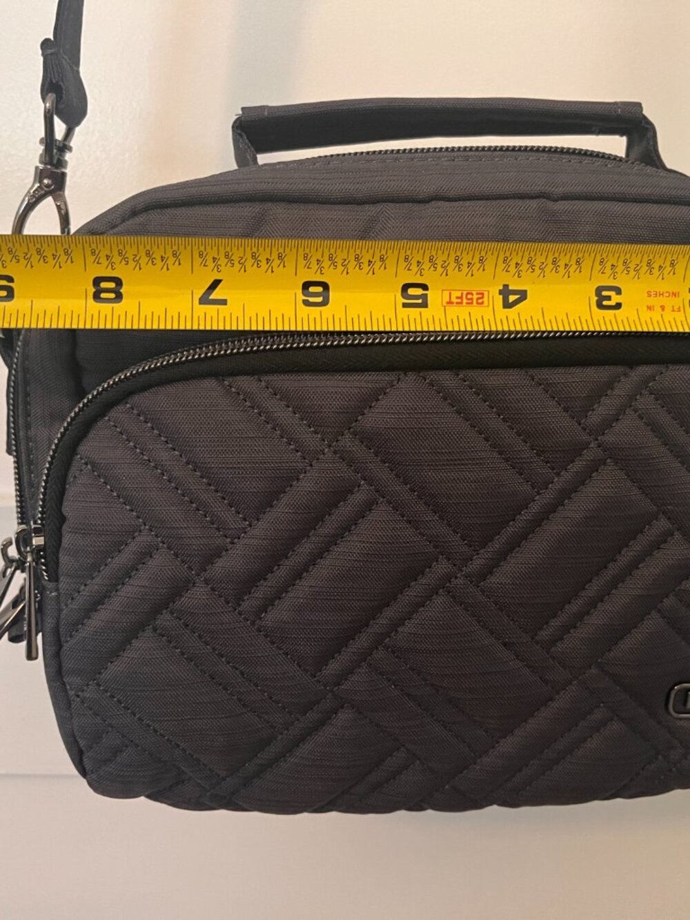 Lug Mini Ranger Crossbody Bag – Black Quilted Organizer Travel Purse - Picture 8 of 11
